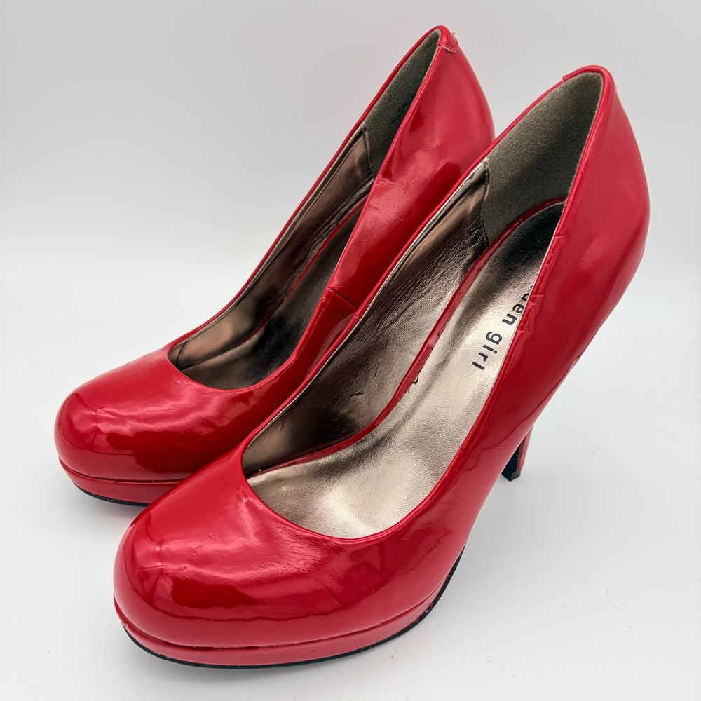 Madden Girl Bree Red Patent Platform Stiletto Size 9 Heels Round Toe Glam Club